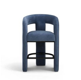 Malone Denim Blue Performance Fabric Upholstered Counter Height Stool