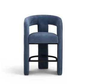 Malone Denim Blue Performance Fabric Upholstered Counter Height Stool