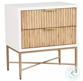Larsen White And Natural 2 Drawer Nightstand