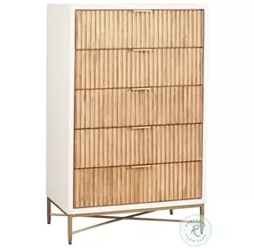 Larsen White And Natural 5 Drawer Chest