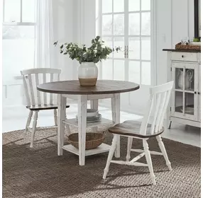 Al Fresco Graphite and Whitestone Drop Leaf Round Dining Room Set