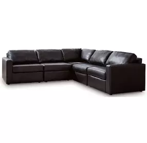 ModMax II Black Leather 5 Piece Sectional