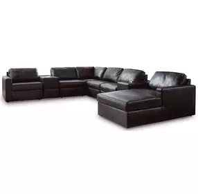 ModMax II Black Leather 8 Piece Storage Consoles Sectional with Chaise