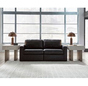 ModMax II Black Leather 2 Piece Modular Loveseat