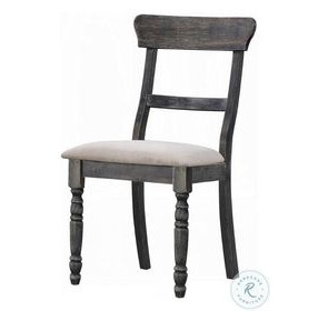 Leventis Light Brown Linen and Weathered Gray Side Chair Set of 2