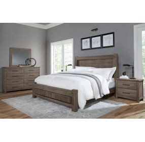 Dovetail Mystic Gray Poster Bedroom Set with Footboard
