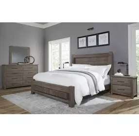 Dovetail Mystic Gray Poster Bedroom Set with Footboard