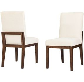 Dovetail Natural and White Performance Fabric Side Chair