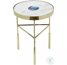 Delilah Polish Gold And White Accent Table