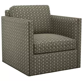 Hinsdale Gray and Brown Upholstered Swivel Chair with Nailhead Trim