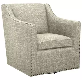 Barrier Beige Upholstered Swivel Chair with Nailhead Trim