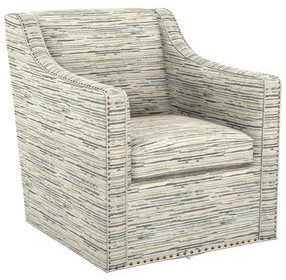 Barrier Cream Upholstered Swivel Chair with Nailhead Trim