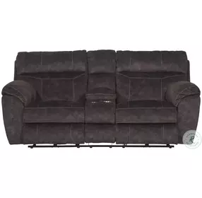 Sedona Smoke Lay Flat Power Reclining Console 86" Loveseat With Power Headrest And Lumbar