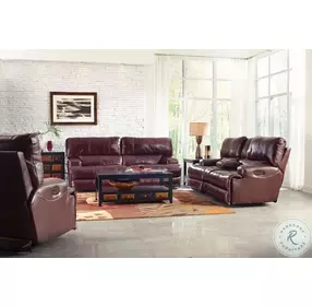 Wembley Walnut Leather Lay Flat Power Reclining Living Room Set with Power Headrest And Lumbar