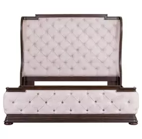 Provence Park Chateau Brown and Texture Cream King Upholstered Shelter Bed