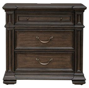 Provence Park Chateau Brown 3 Drawer Nightstand with USB Charging