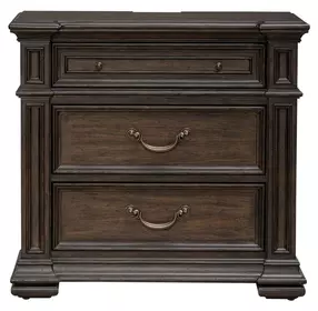 Provence Park Chateau Brown 3 Drawer Nightstand with USB Charging