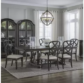 Providence Park Chateau Brown and Cream Upholstered 7 Piece Extendable Dining Set