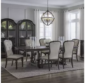 Parkside Estate Chateau Brown and Cream 7 Piece Extendable Trestle Base Dining Set