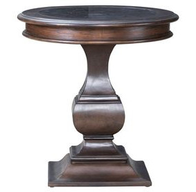 Provence Park Chateau Brown and Blue Round Stone Top End Table