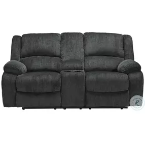 Draycoll Slate Double Power Reclining Loveseat with Console