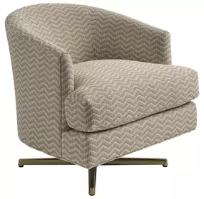 Graves La Costa Beige and Brass Upholstered Swivel Chair