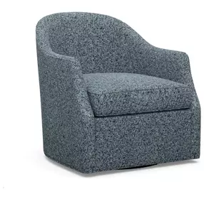 Ariana Blue Upholstered Escala Swivel Accent Chair