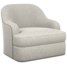 Alta Vista Gray Upholstered Swivel Chair with Nailhead Trim