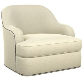 Alta Vista Cream Upholstered Swivel Chair with Nailhead Trim