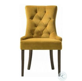 Farren Yellow Velvet and Espresso Side Chair with Nailhead Trim Set of 2