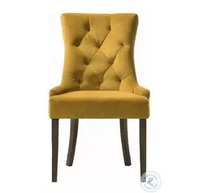 Farren Yellow Velvet and Espresso Side Chair with Nailhead Trim Set of 2