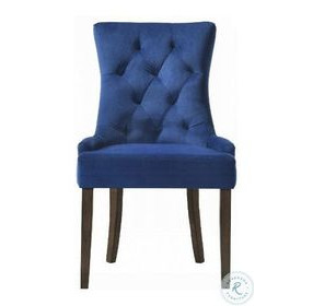 Farren Blue Velvet and Weathered Oak Side Chair with Nailhead Trim Set of 2