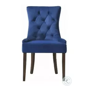 Farren Blue Velvet and Weathered Oak Side Chair with Nailhead Trim Set of 2