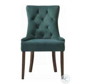 Farren Green Velvet and Weathered Oak Side Chair with Nailhead Trim Set of 2
