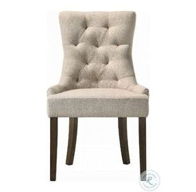 Farren Beige Fabric and Weathered Oak Side Chair with Nailhead Trim Set of 2