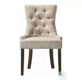 Farren Beige Fabric and Weathered Oak Side Chair with Nailhead Trim Set of 2