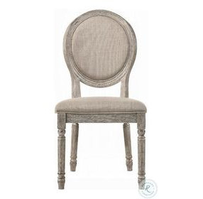 Faustine Tan Fabric and Salvaged Light Oak Side Chair Set of 2