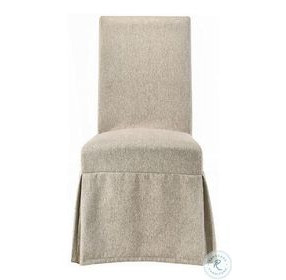 Faustine Tan Fabric and Salvaged Light Oak Skirted Side Chair Set of 2