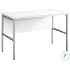 7726 White And Silver 48" Computer Desk