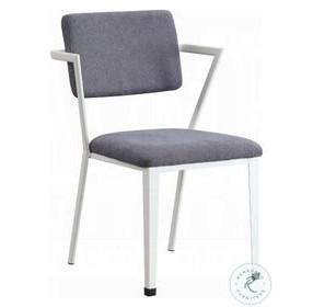 Cargo Gray Fabric and White Dining Chair Set of 2