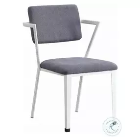 Cargo Gray Fabric and White Dining Chair Set of 2