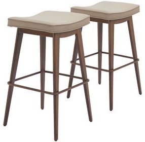 Divat Beige And Walnut Counter Height Stool Set Of 2