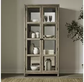 Central Place Barley Buff 2 Glass Door Bunching Display Cabinet with LED