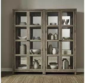 Proximity Place Barley Buff 2 Piece Bunching Display Cabinet Set with LED