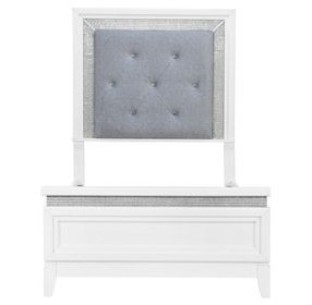 Reflections Pearl White and Gray Twin Upholstered Panel Bed with LED