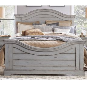 Stonebrook Light Distressed Antique Gray King Panel Bed