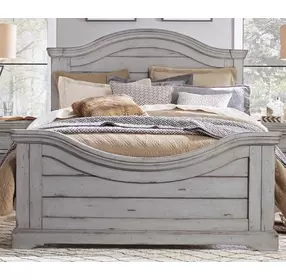 Stonebrook Light Distressed Antique Gray King Panel Bed