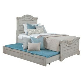 Stonebrook Light Distressed Antique Gray Twin Panel Bed with Trundle