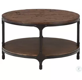 Urban Nature Distressed Dark Brown Round Cocktail Table