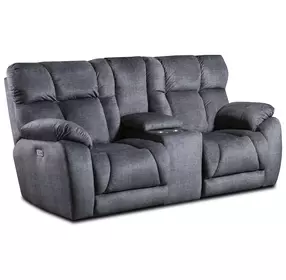 Wild Card Charcoal 82" Power Reclining Console Loveseat with Power Headrest and USB Charging